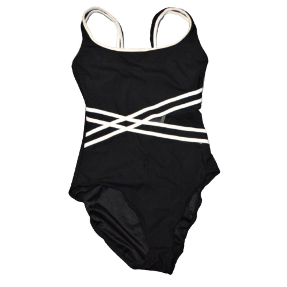 Vintage Concepts Sirena 80s Sheer One-Piece Black & White Swimsuit